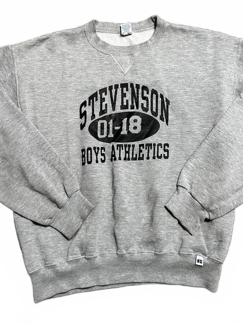 Vintage Russell Gray Sporty Crewneck Size L Stevenson Boys Athletics